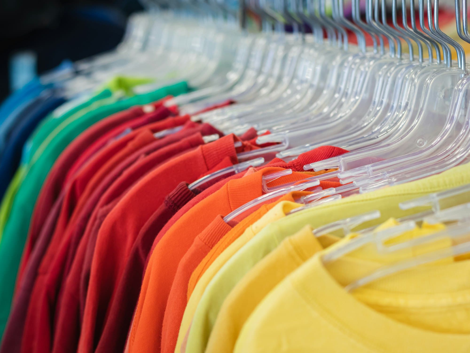 T-shirts on a rack
