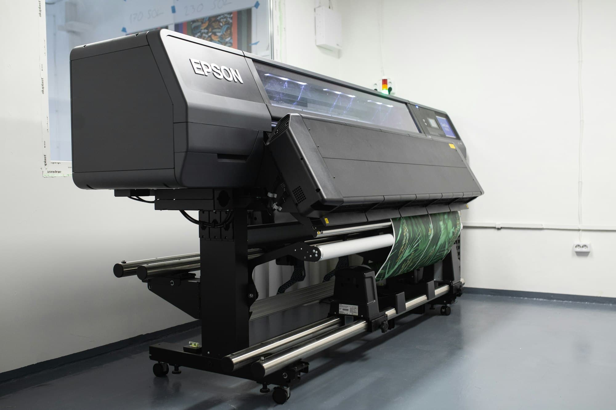 A latex printer in the print room