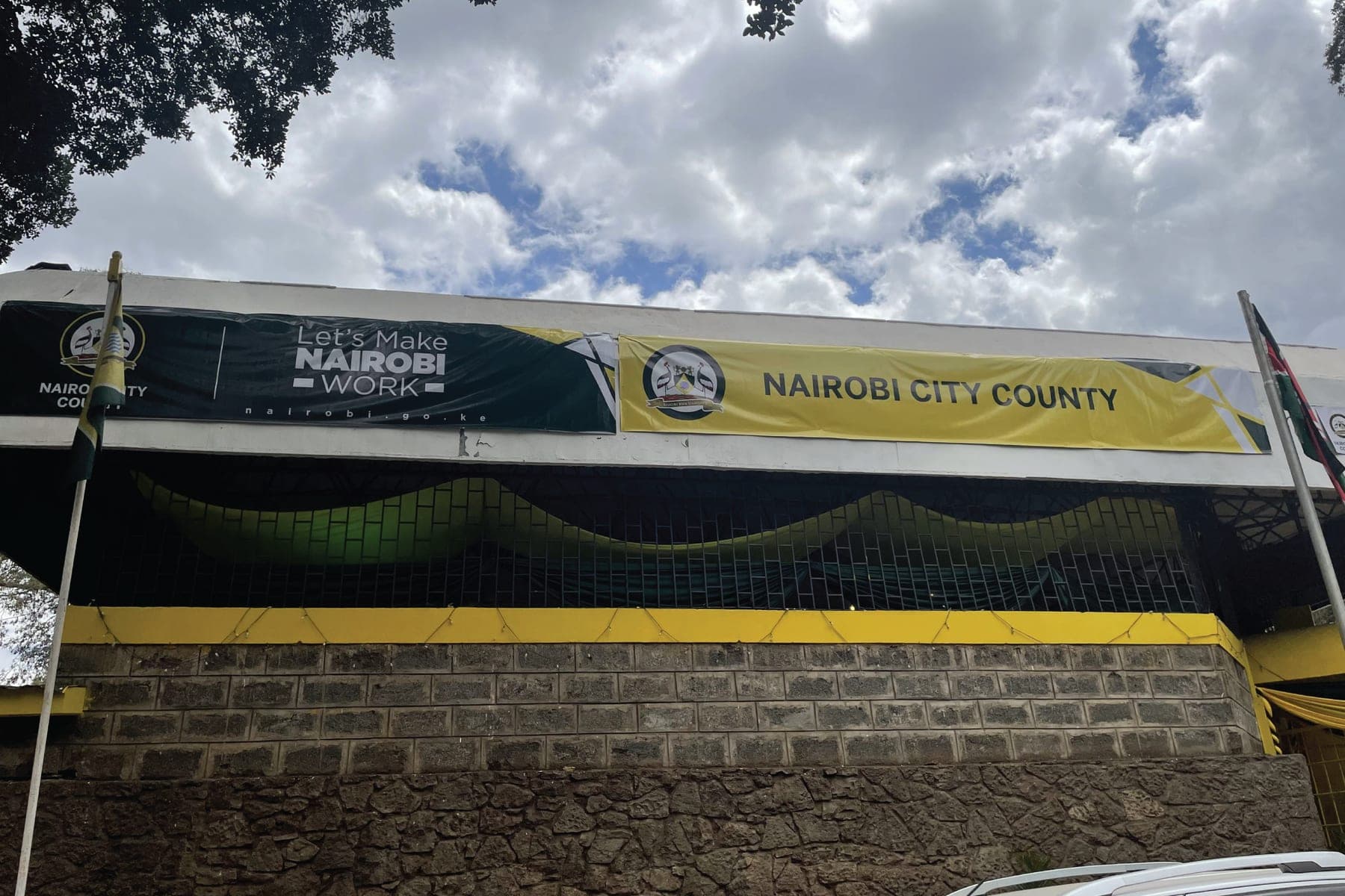 Nairobi City County and Let’s Make Nairobi Work banners along the front of the stand